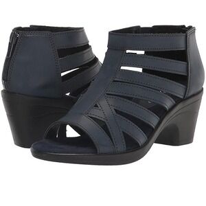 Easy Street‎ Women's Navy Blue Strappy Cage Region Heeled Sandal Size 6 NWB